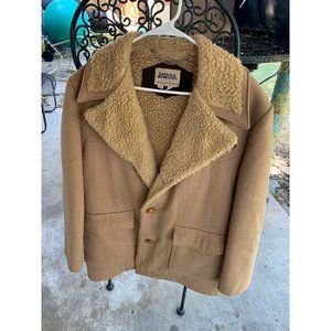 Vintage Amana Fine Woolens Amana Woolen Mills Wool Coat Men Size 40 Beige Jacket